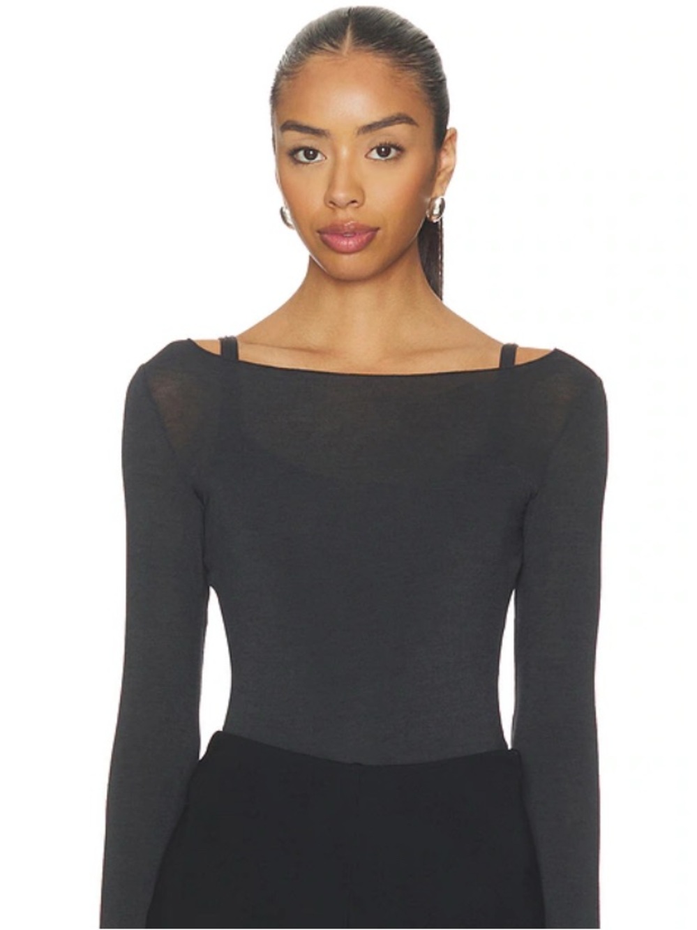 SKIMS Sheer Modal Long Sleeve T-Shirt XS - Picture 2 of 11